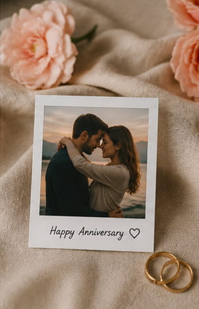 Retro photo next to wedding rings