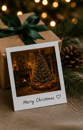 Christmas gift with a retro photo